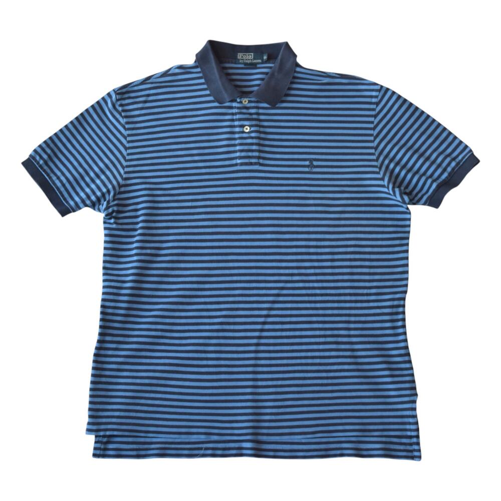 Polo Ralph Lauren Blue Striped Polo Shirt Mens XL